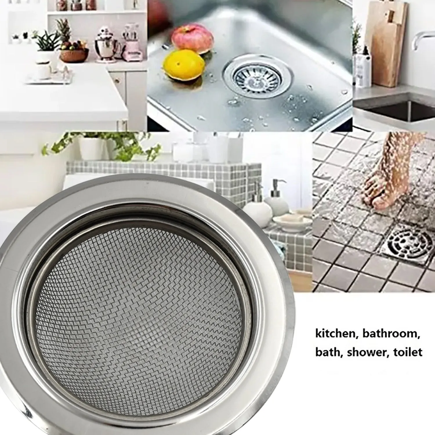 0701 Medium Size Stainless Steel Sink Strainer Kitchen Drain Basin Filter Stopper Drainer