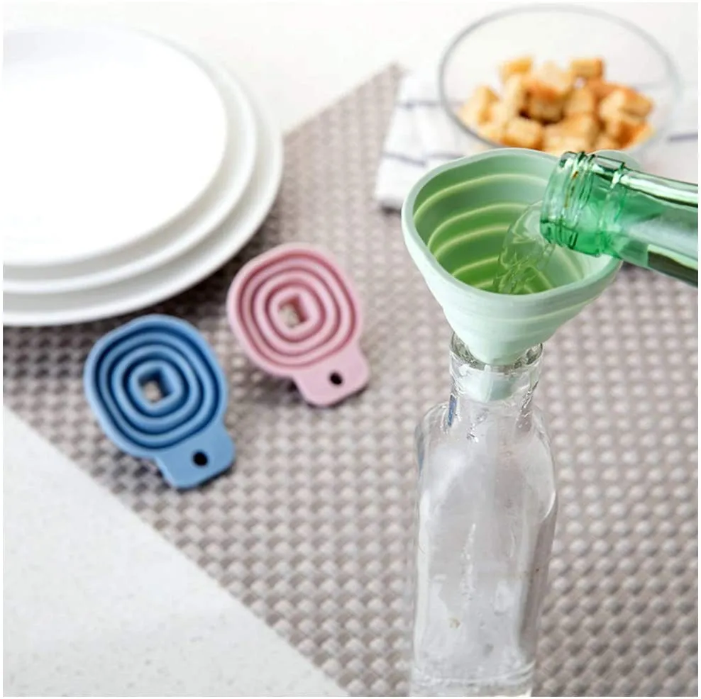 0828 Flexible Silicone Foldable Kitchen Funnel for Liquid / Powder Transfer Hopper Food (Small)