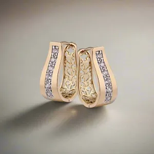 18K Gold Plated .36 CTW Crystal Diamond Channel Set 2-in-1 Filigree Hoop Earrings for Women – Perfect for Special Occasions or Everyday Wear