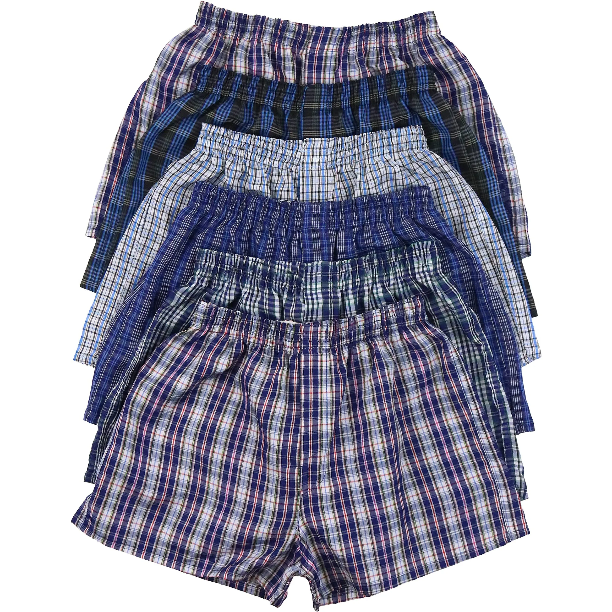 6-Pack: Boys' Tartan Patterned Boxer Shorts