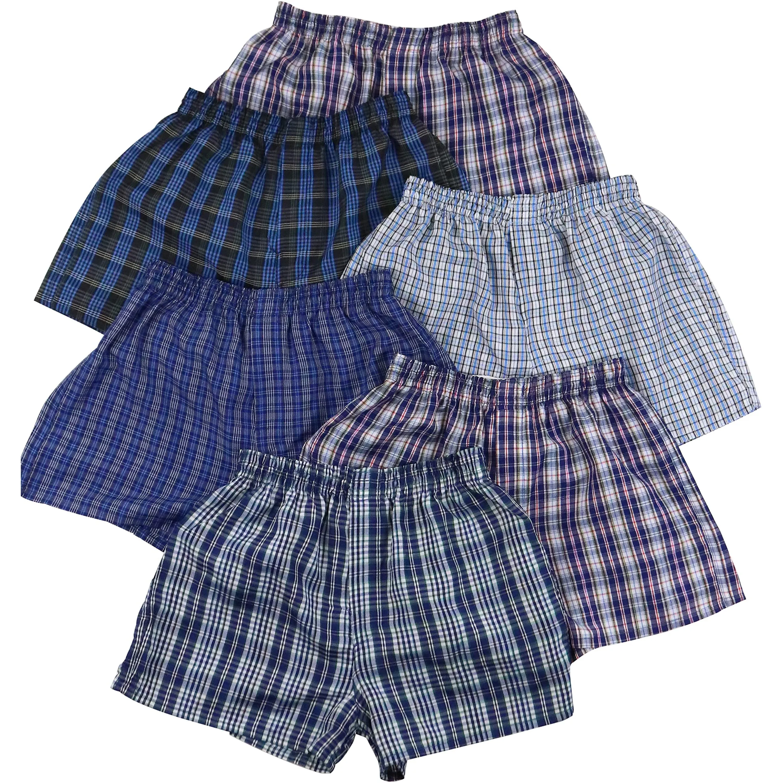 6-Pack: Boys' Tartan Patterned Boxer Shorts