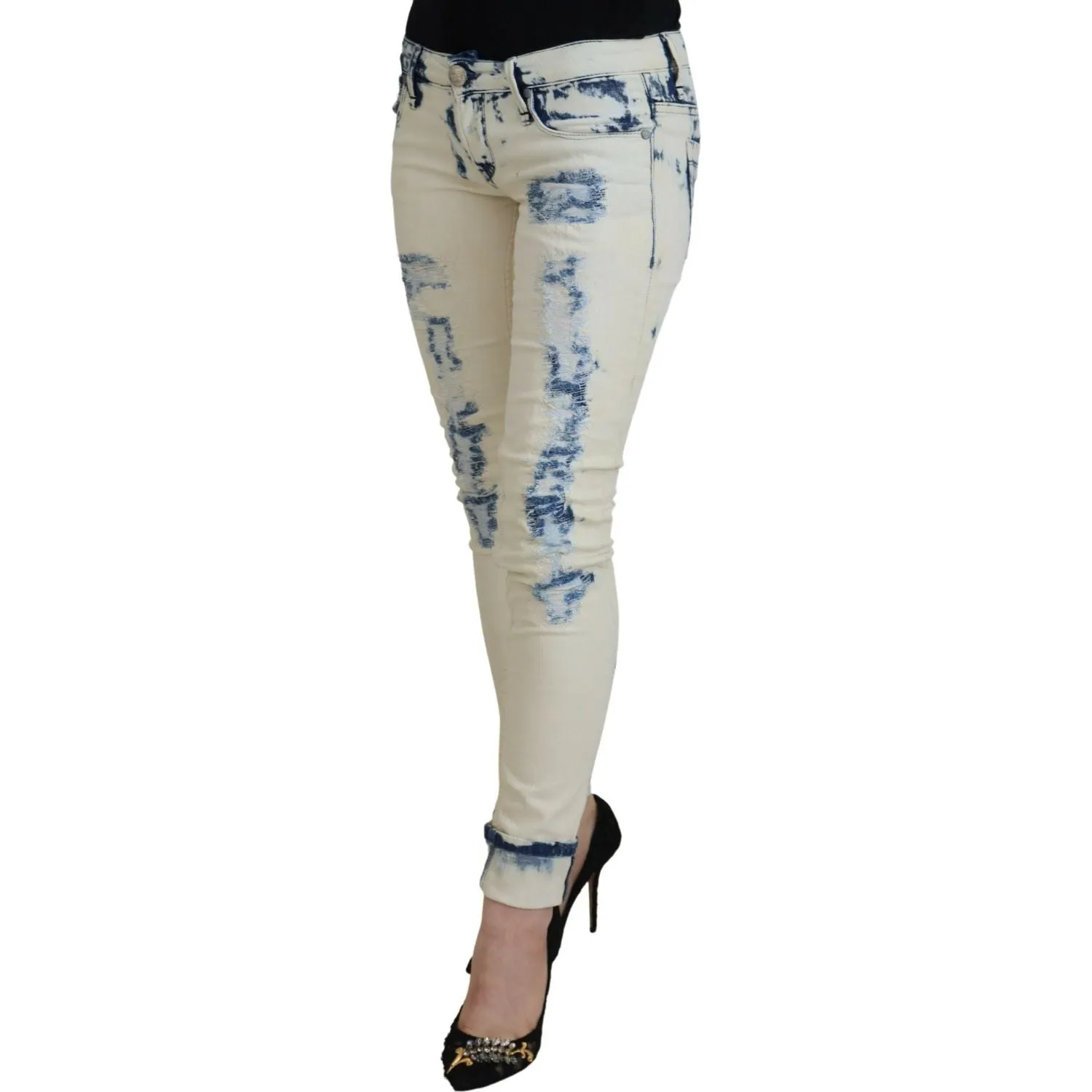 Acht Chic Low Waist Tattered Skinny Jeans