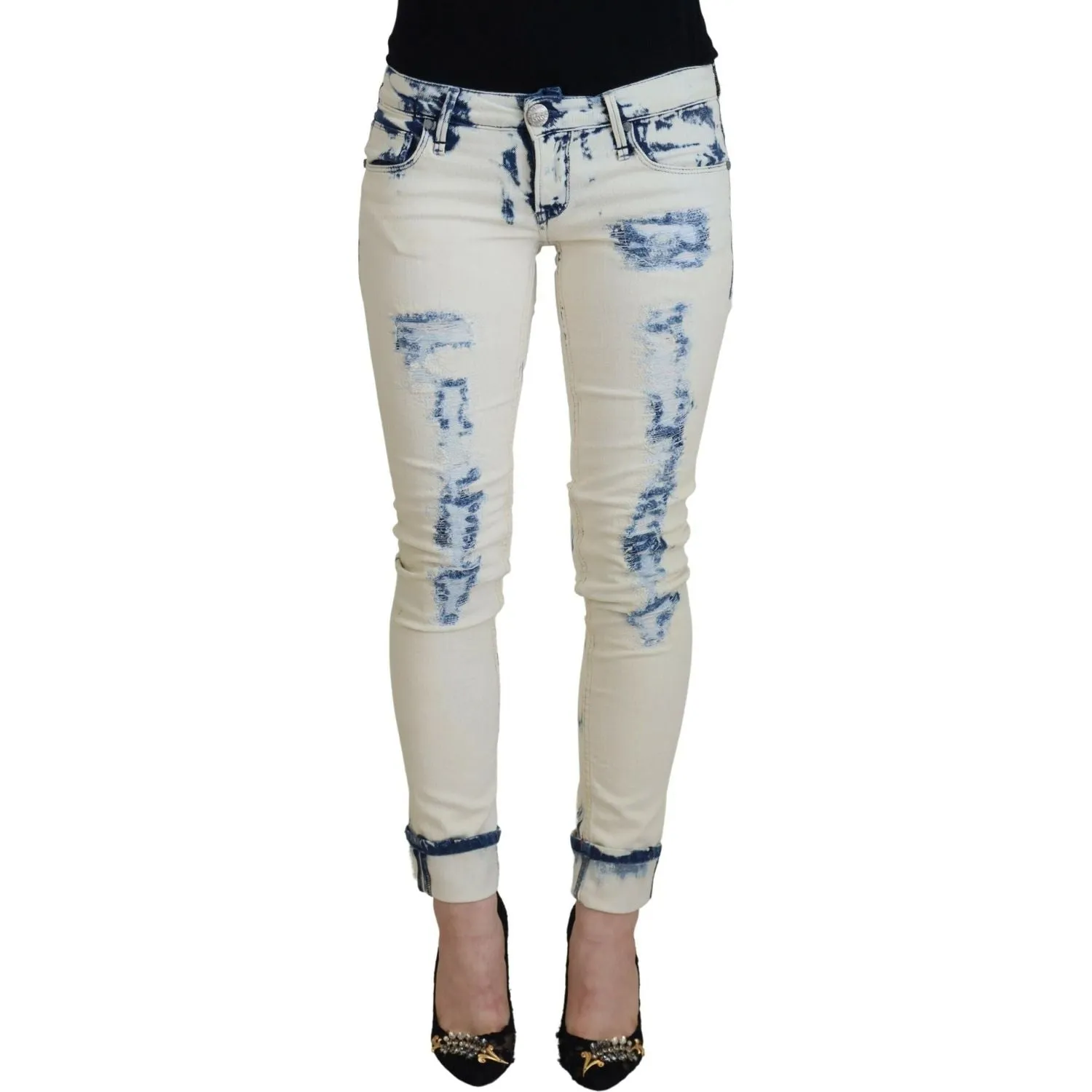 Acht Chic Low Waist Tattered Skinny Jeans