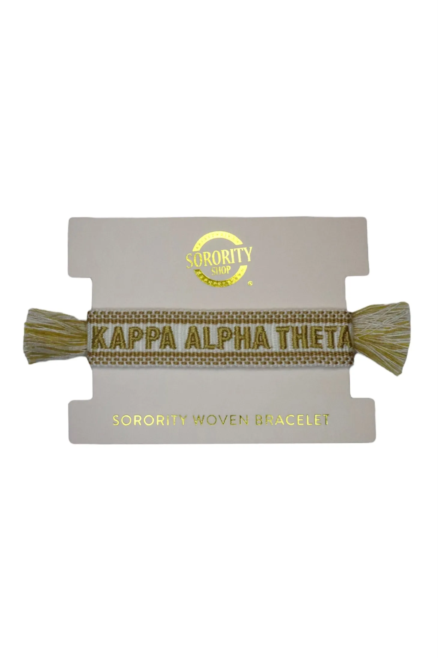 Alpha Phi Woven Bracelet, White and Gold Design