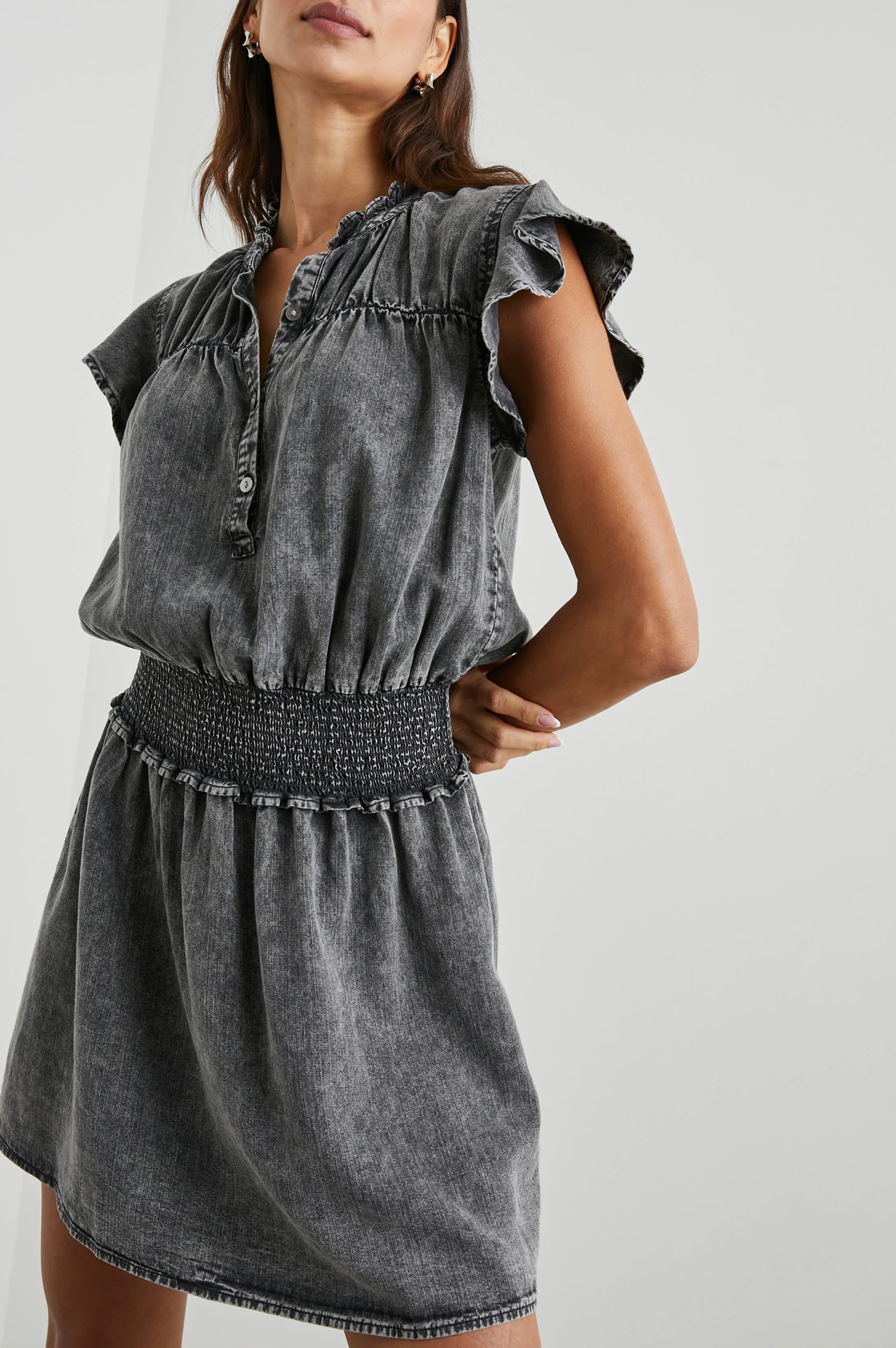 AMINA DRESS - BLACK ACID WASH