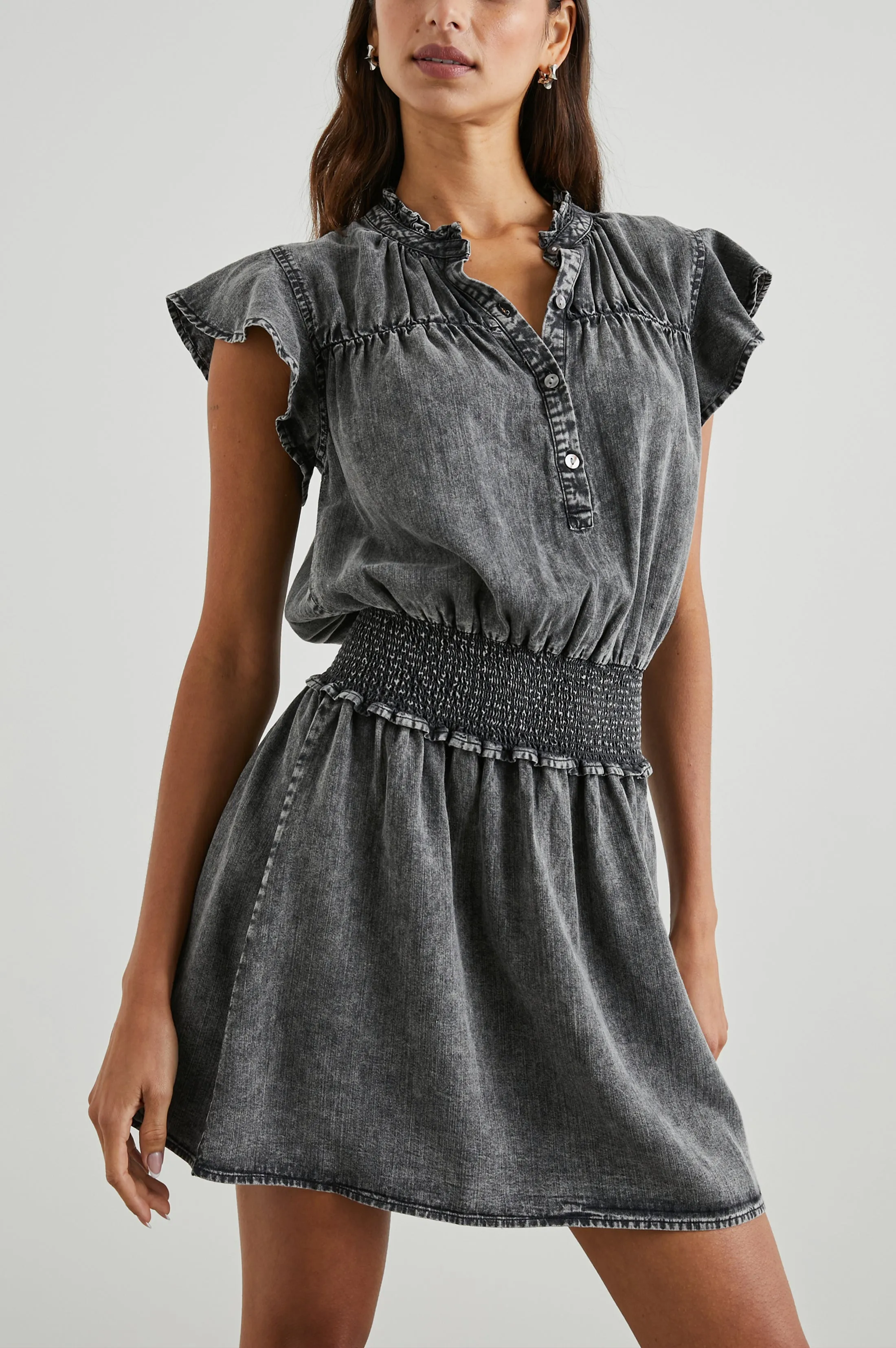 AMINA DRESS - BLACK ACID WASH