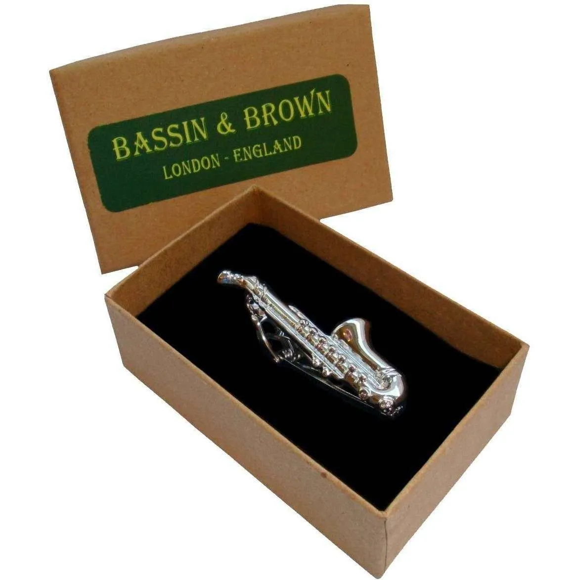 Bassin and Brown Saxophone Tie Bar - Silver