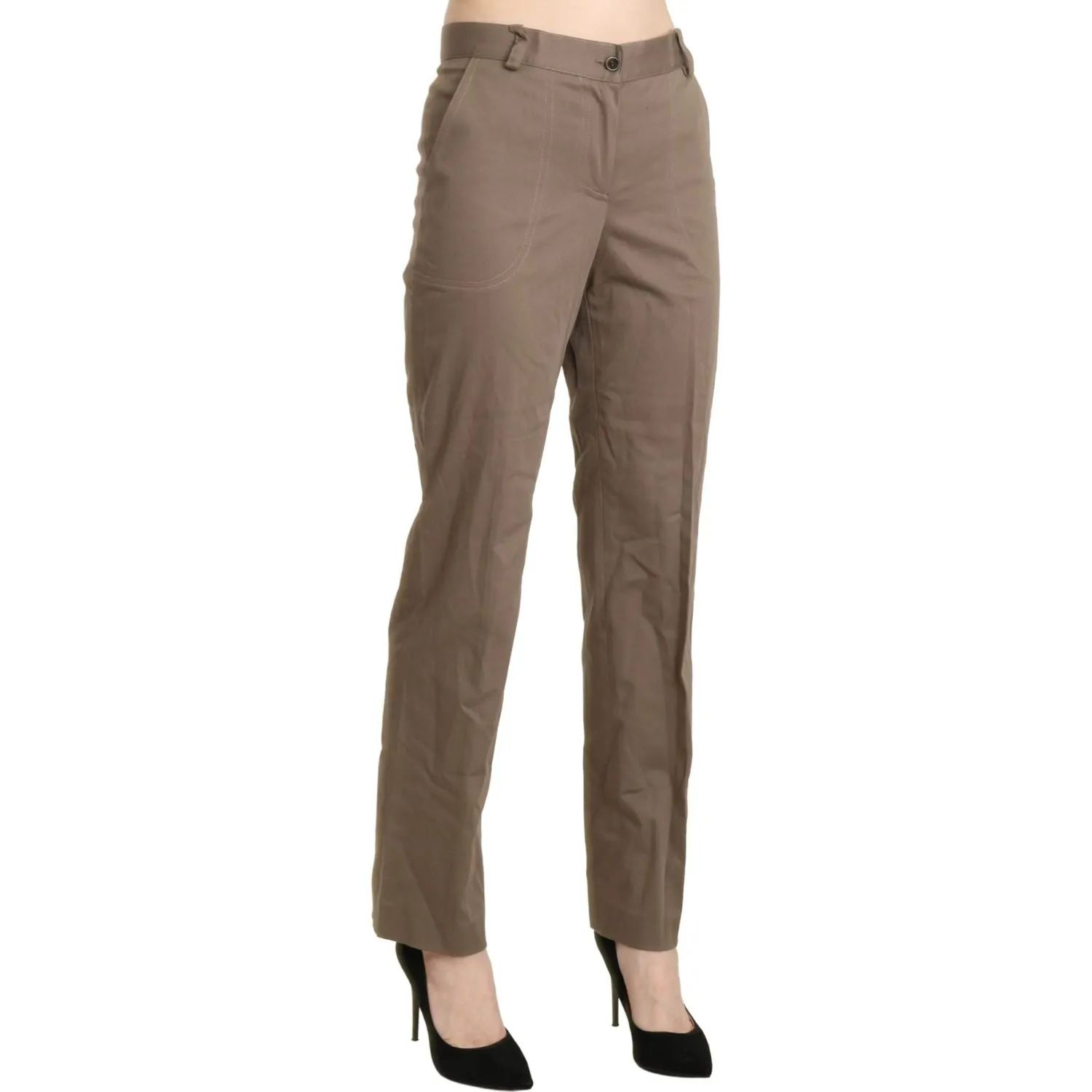 BENCIVENGA Elegant High Waist Straight Pants in Brown