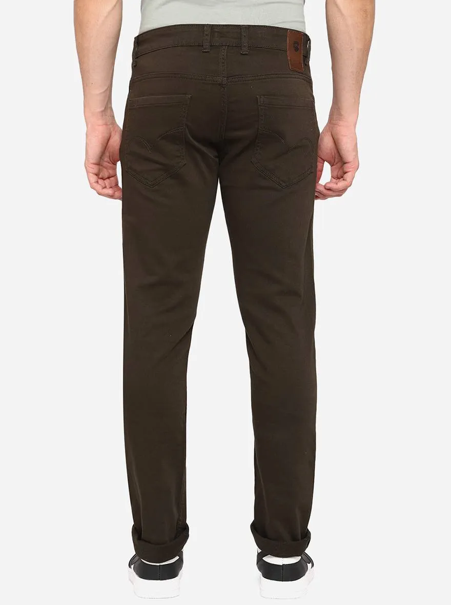 Brown Solid Slim Fit Jeans | JadeBlue