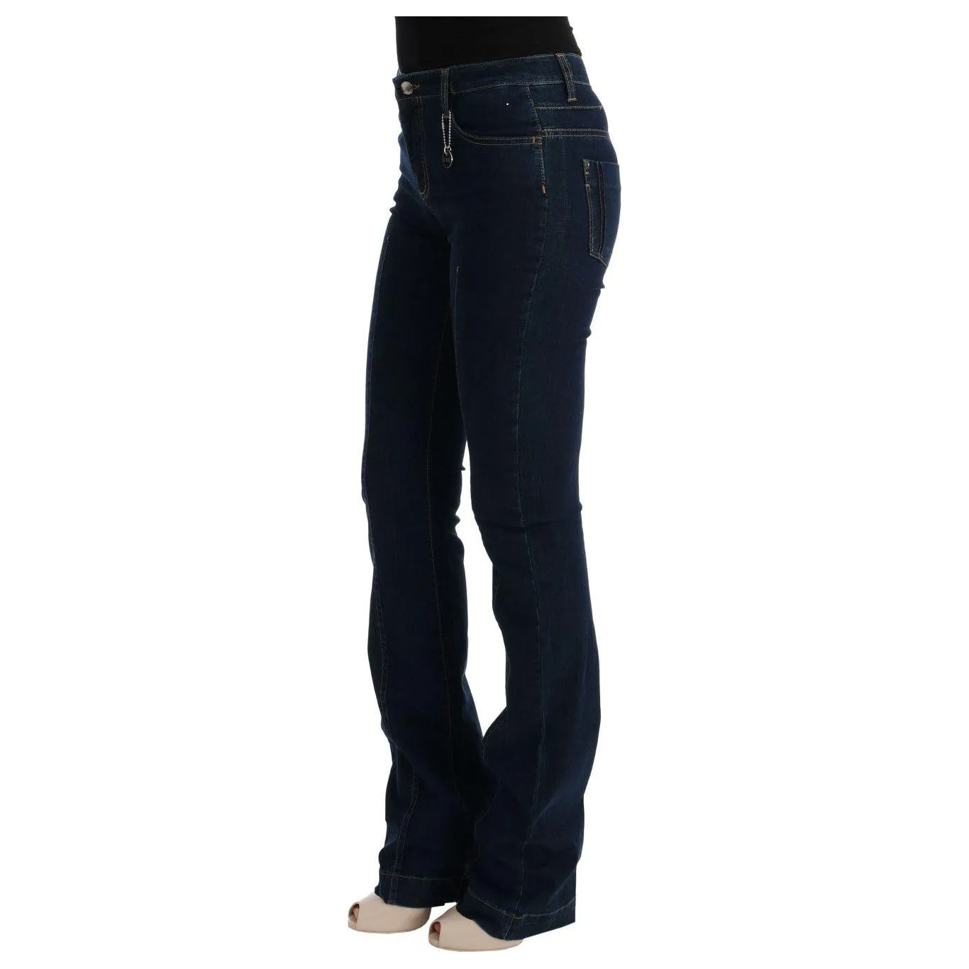 Costume National Chic Flared Cotton Jeans in Blue