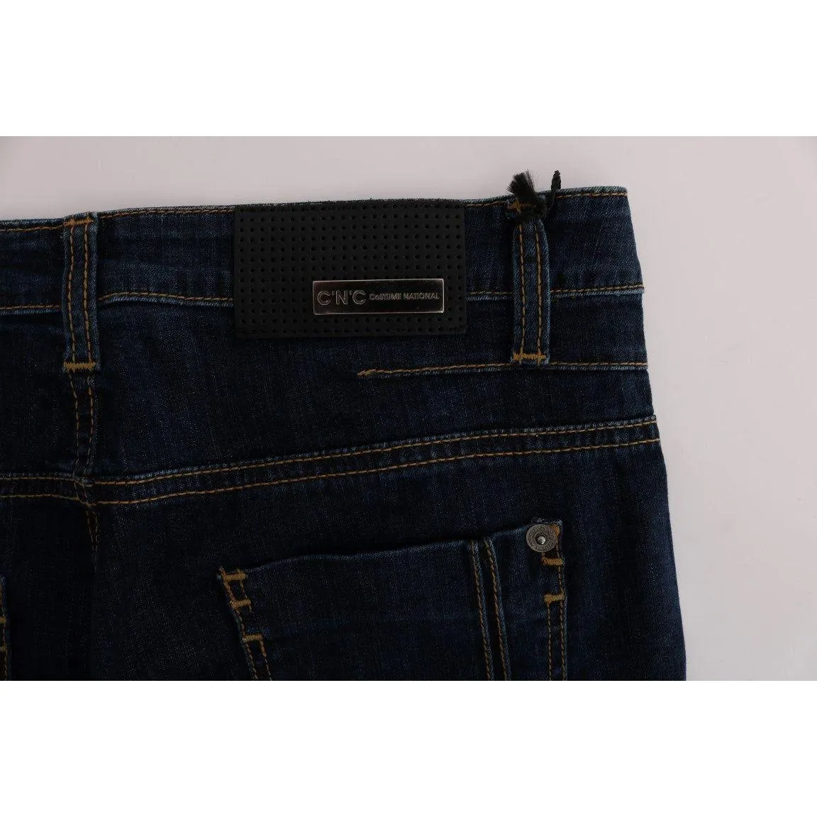 Costume National Chic Flared Cotton Jeans in Blue