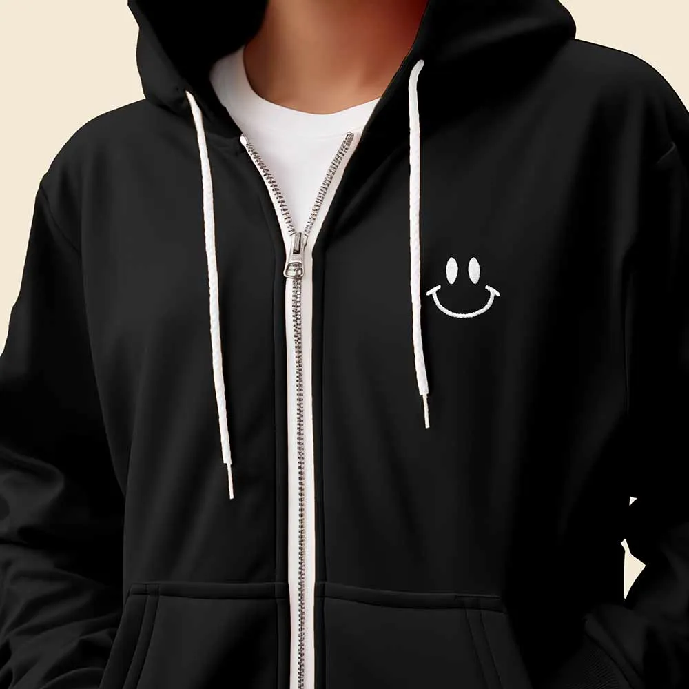 Dalix Smile Face Zip Hoodie