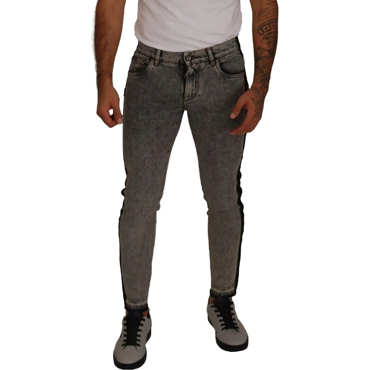 Dolce & Gabbana Chic Embellished Crown Skinny Jeans