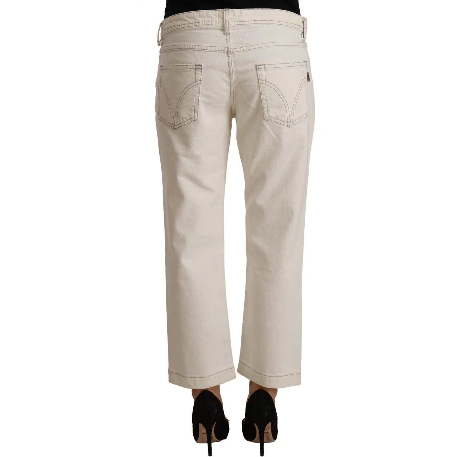 Dolce & Gabbana Chic Off-White Cropped Jeans - Fashionista Must-Have