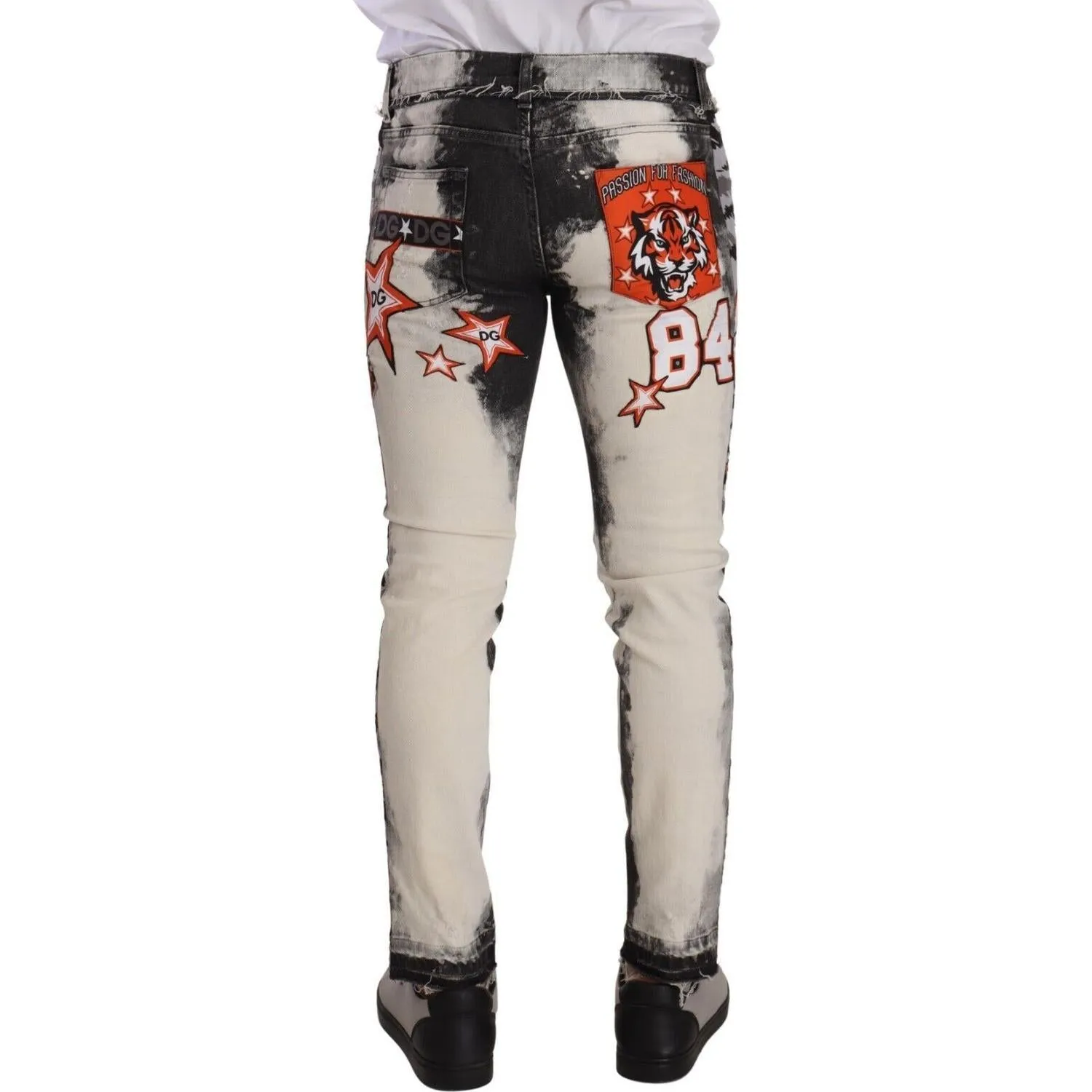 Dolce & Gabbana Chic Slim Fit Star Motif Denim Jeans