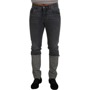 Dolce & Gabbana Elegant Grey Checkered Denim Treasure