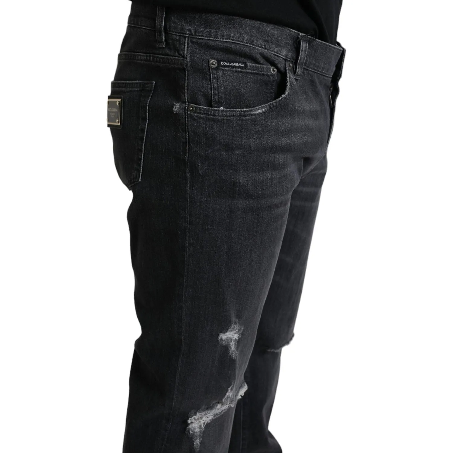 Dolce & Gabbana Elegant Slim Fit Tattered Denim Jeans