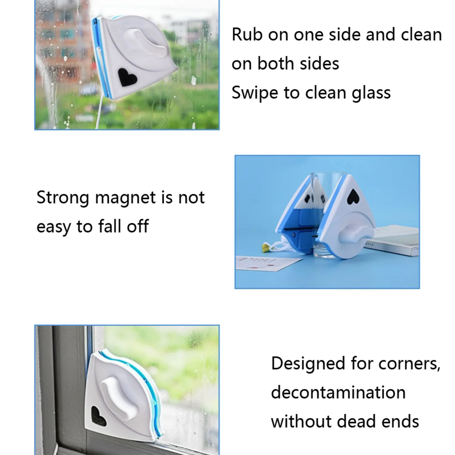 Double face glass cleaner Window Squeegee, Magnetic Window Washing Equipment.