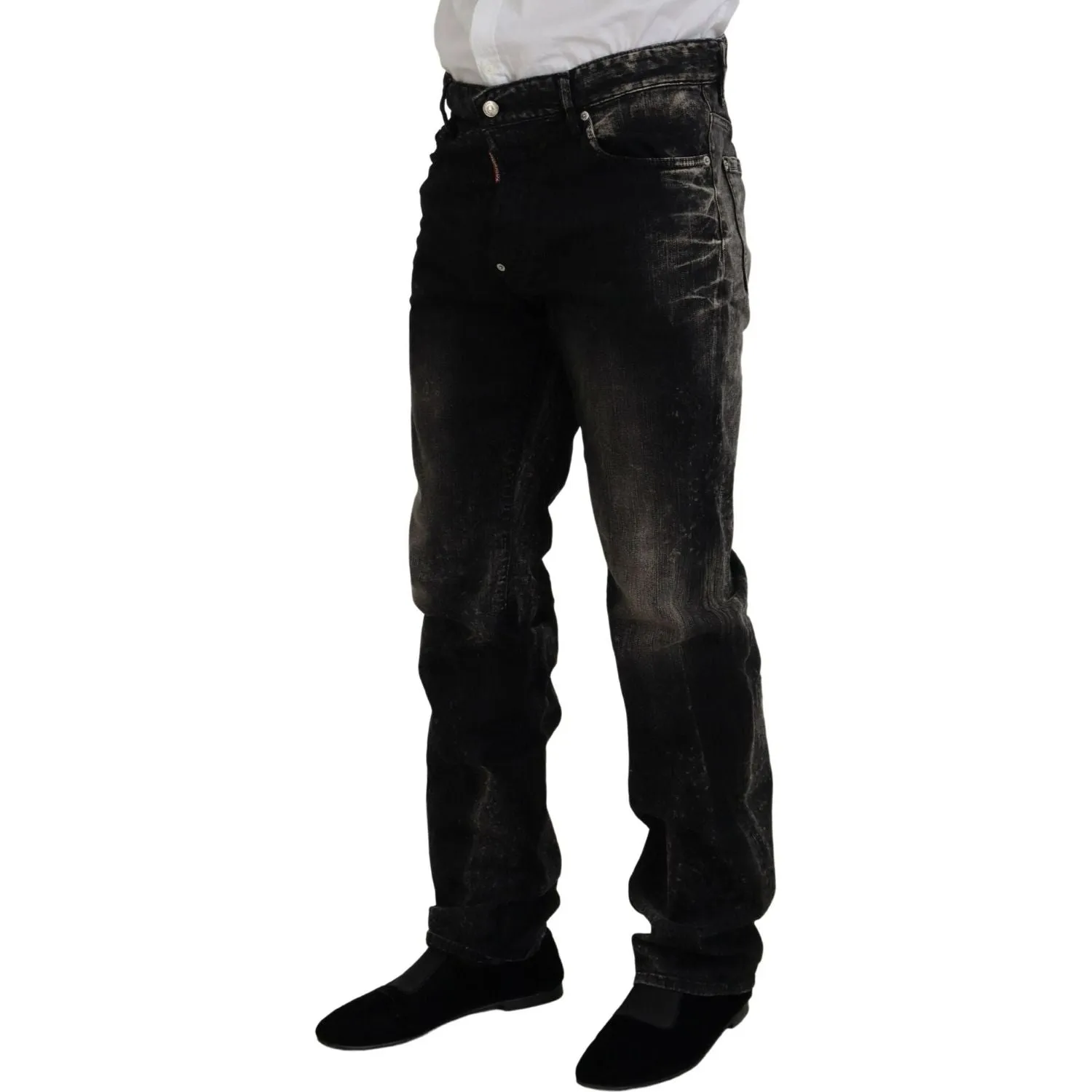 Dsquared² Black Washed Cotton Straight Fit Casual Denim Jeans