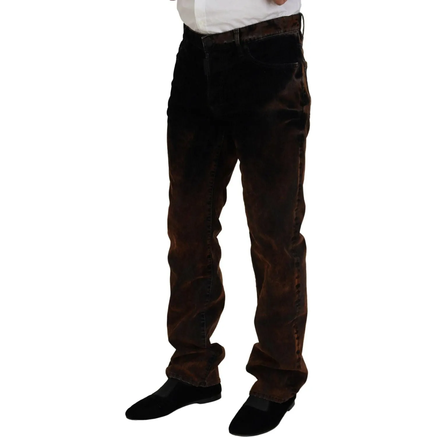 Dsquared² Brown Washed Cotton Straight Fit Casual Denim Jeans