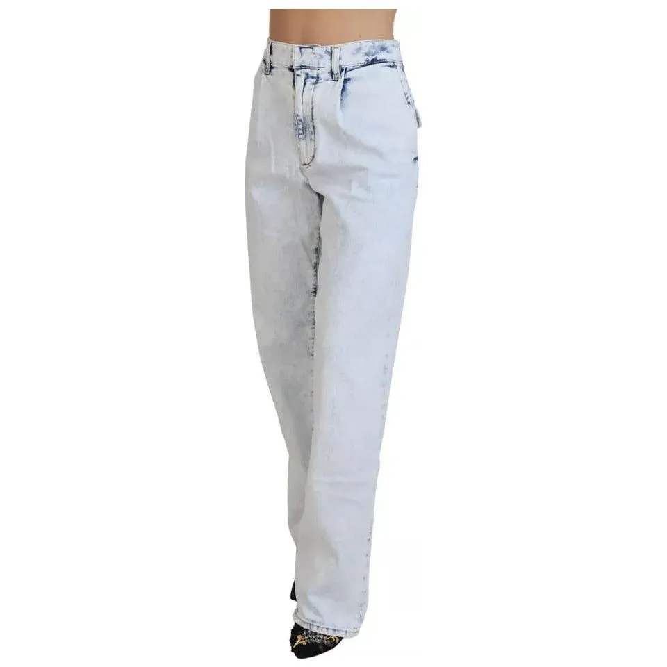 Dsquared² Light Blue Cotton High Waist Straight Denim Jeans