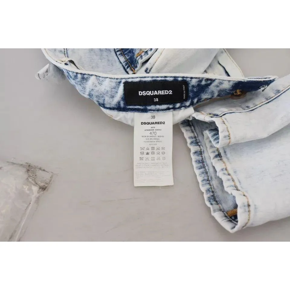 Dsquared² Light Blue Cotton High Waist Straight Denim Jeans