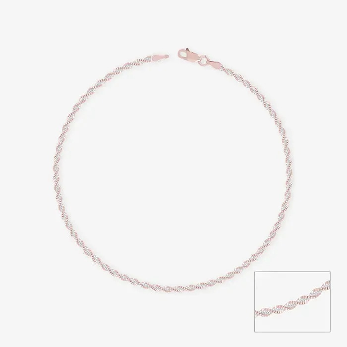 Elegant Twisted Silver Anklet