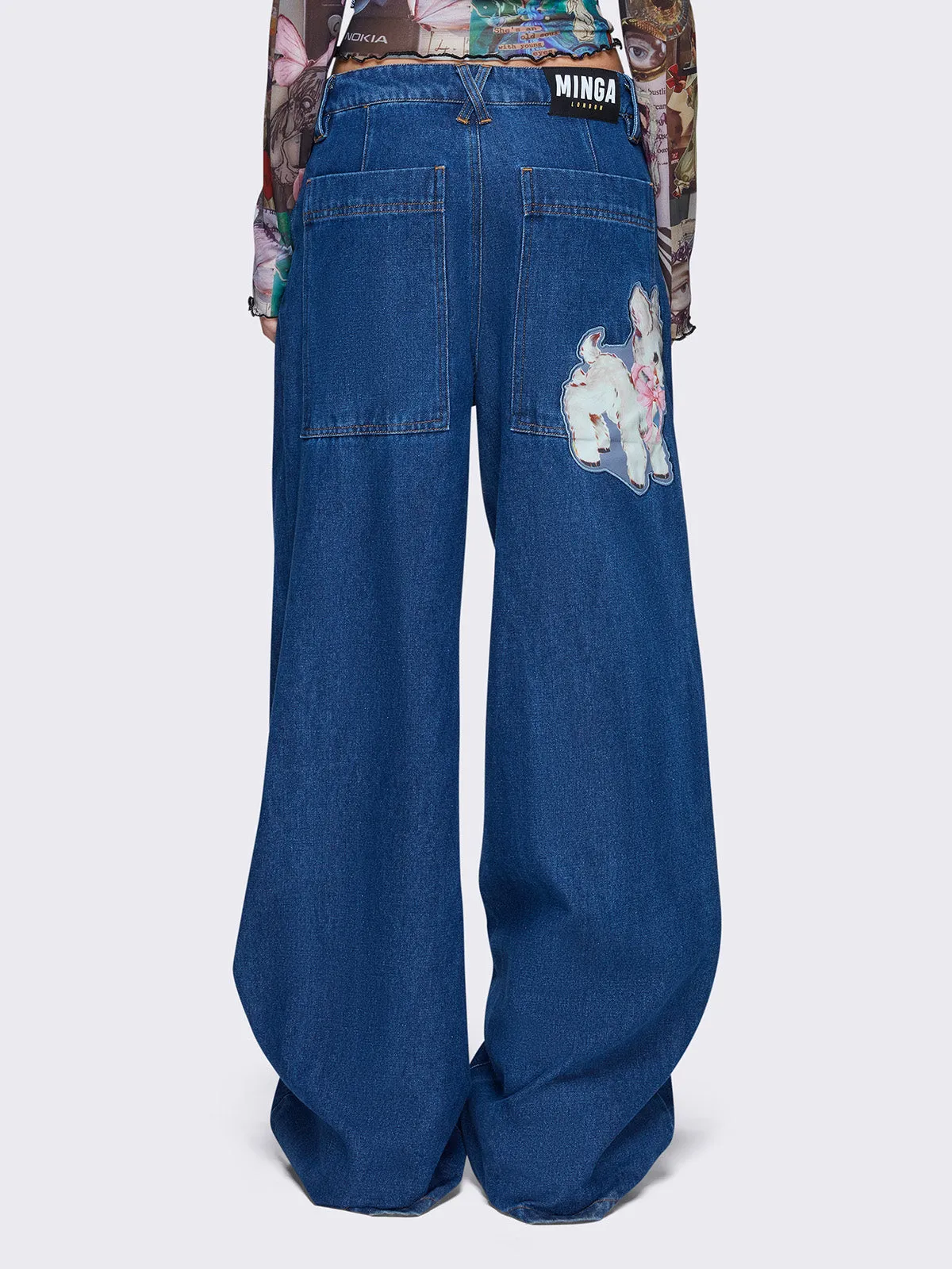 Elisa Lace Up Wide Leg Jeans