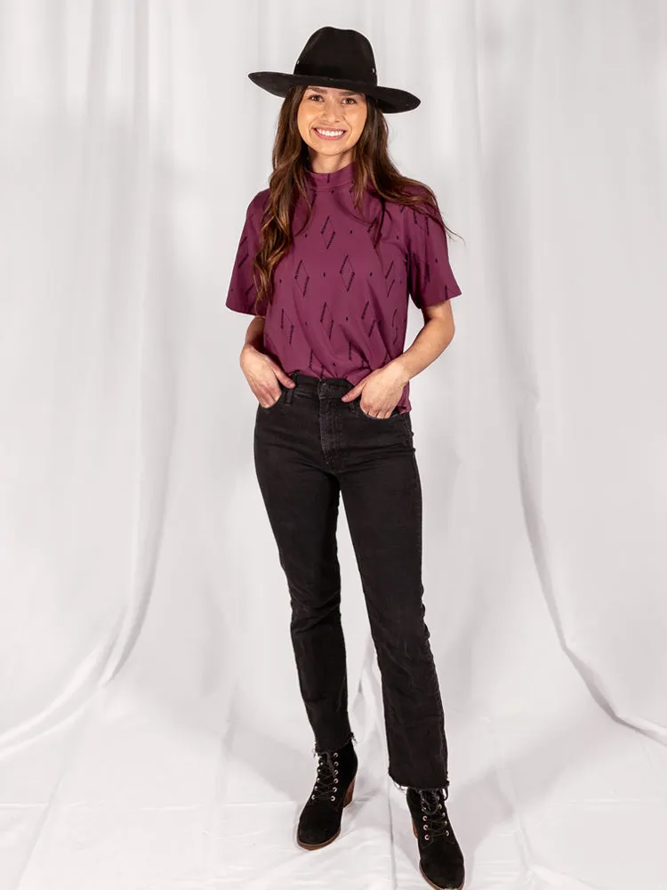 Eve Top - Diamond Vine Dark Purple