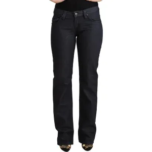 Exte Chic Dark Blue Low Waist Straight Denim