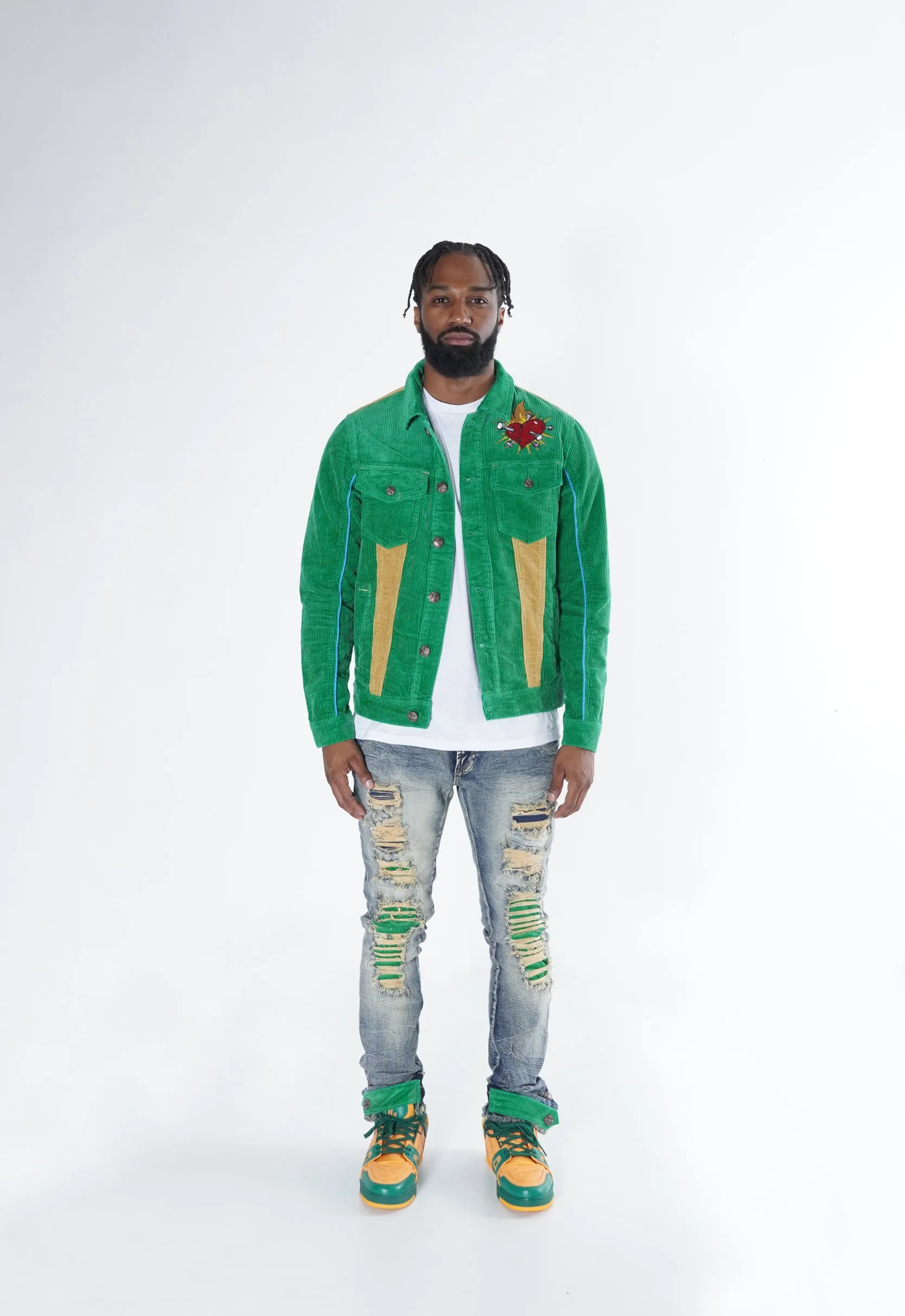 F1045 Frost Dear Sins Cord Jacket - Green