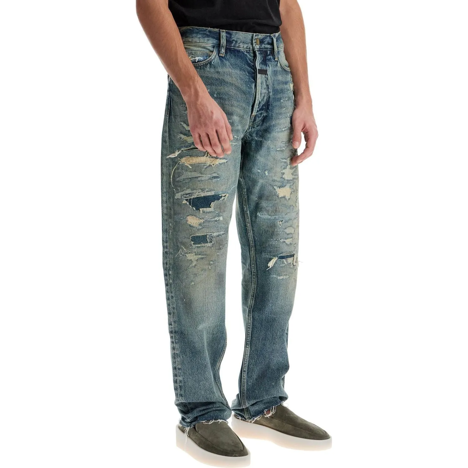 Fear Of God distressed straight cut jeans with a