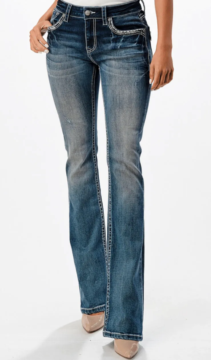 Grace in LA Easy Fit Shimmering Bootcut Jean