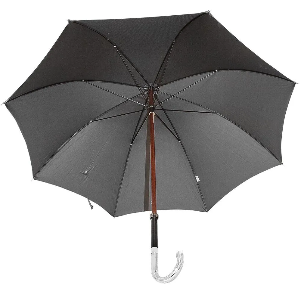 Italian Luxury: Tourist Handle, Woven Umbrella Cane, 925r Silver