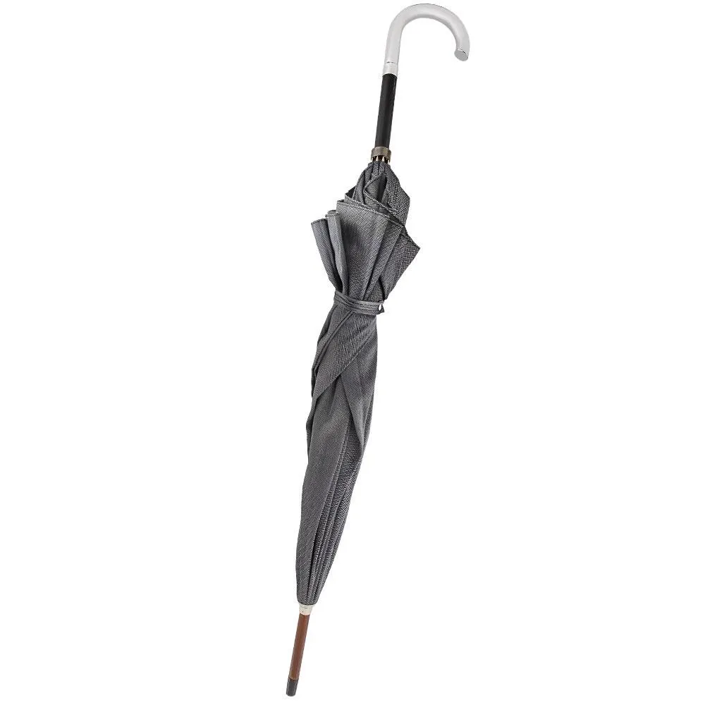 Italian Luxury: Tourist Handle, Woven Umbrella Cane, 925r Silver