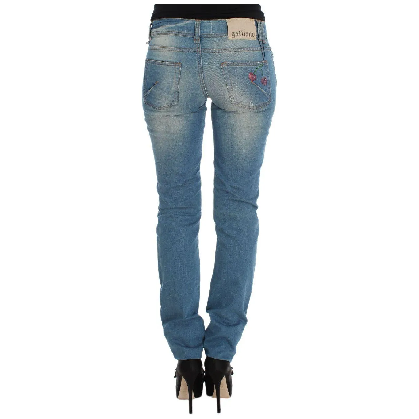 John Galliano Sleek Blue Slim Fit Designer Jeans