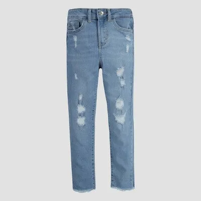 Levi's Girls' High Rise Super Skinny Ankle Skinny Jeans Distressed Light Wash 14