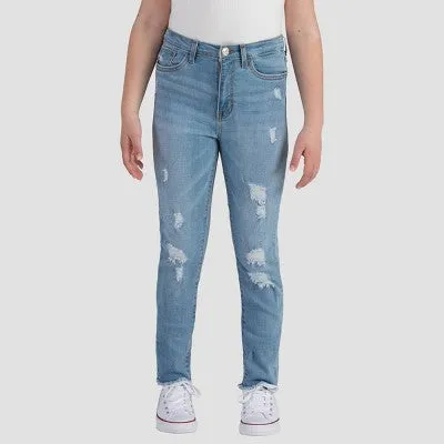 Levi's Girls' High Rise Super Skinny Ankle Skinny Jeans Distressed Light Wash 14