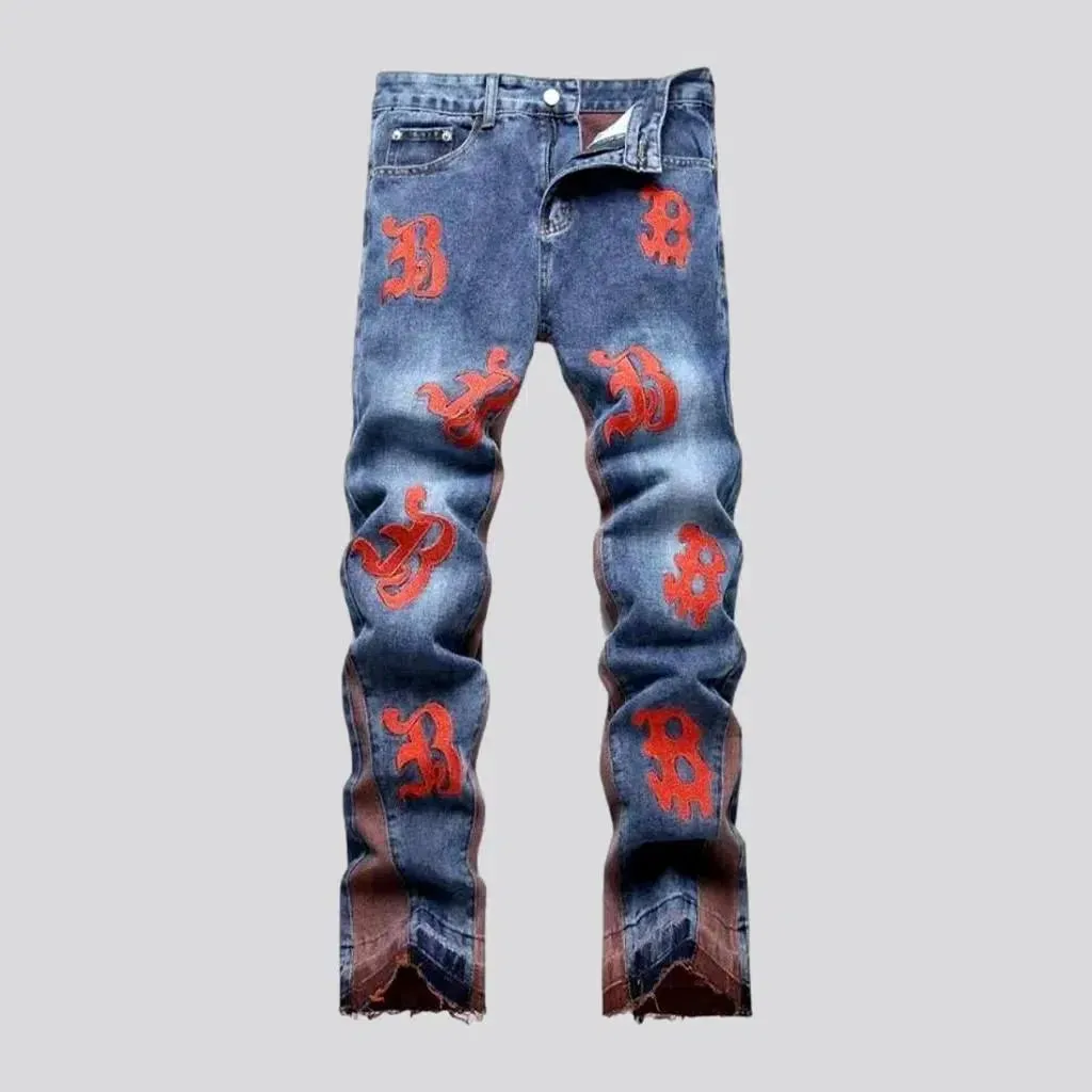 Light-wash embroidered jeans