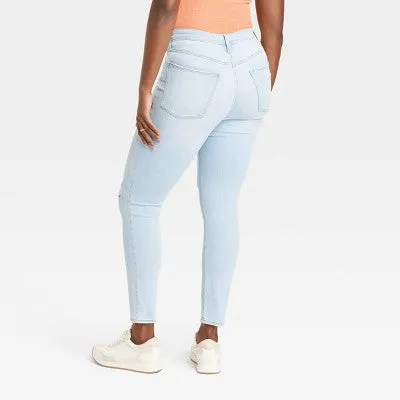 New - Women's High-Rise Skinny Jeans - Universal Thread Light Blue 14 Short