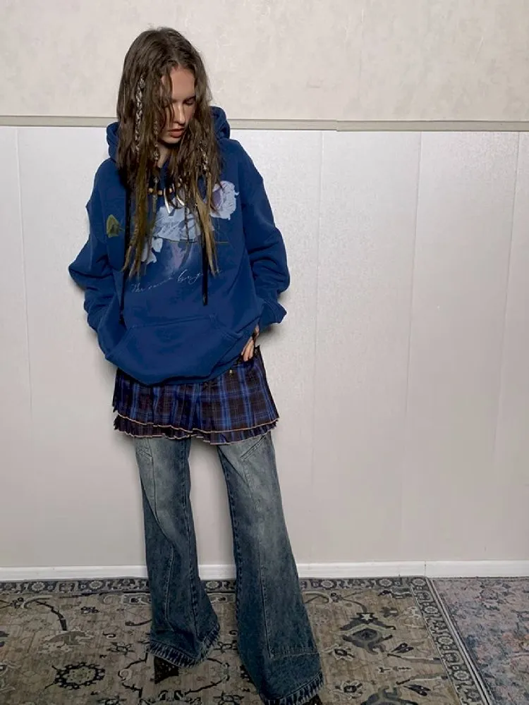 Old staggered waist head low-rise jeans【s0000005027】