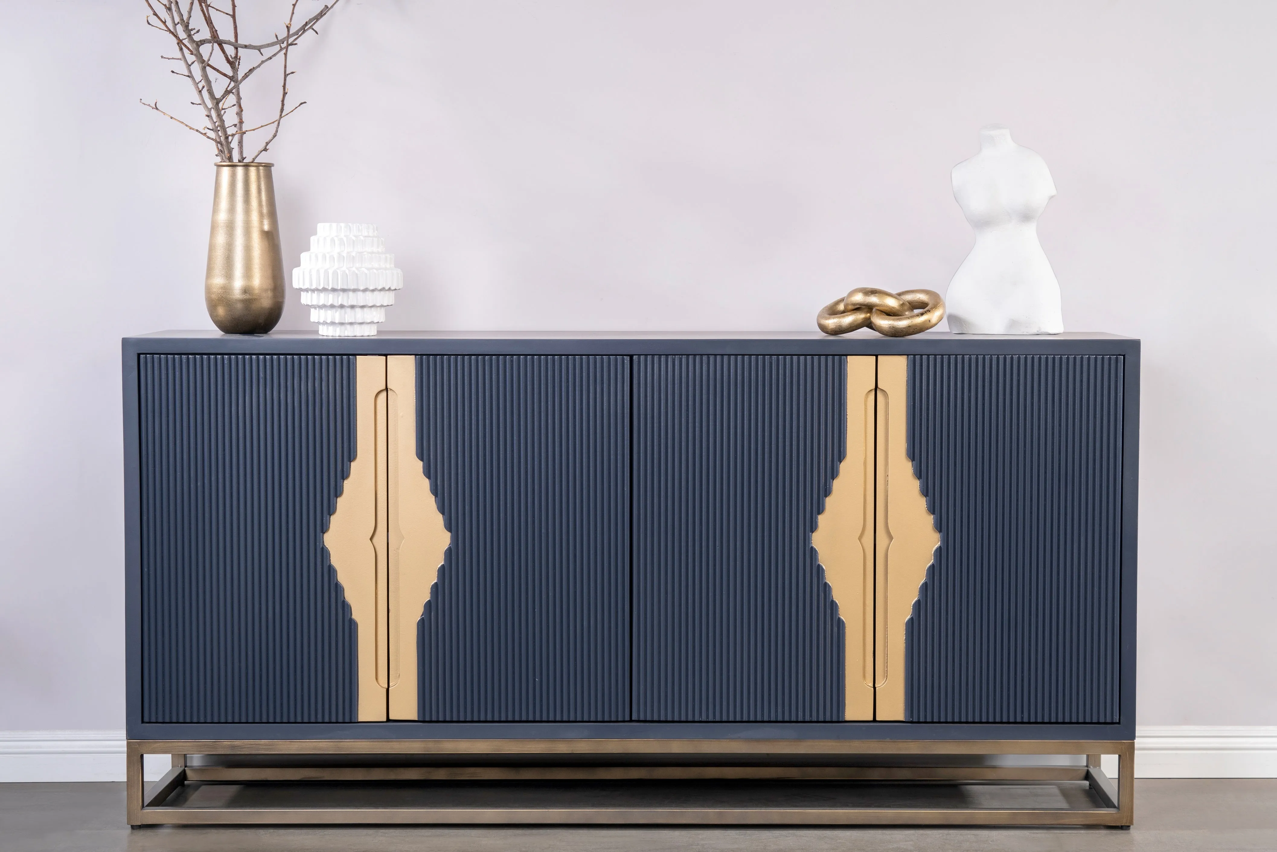 Parker  Blue Fluted Sideboard