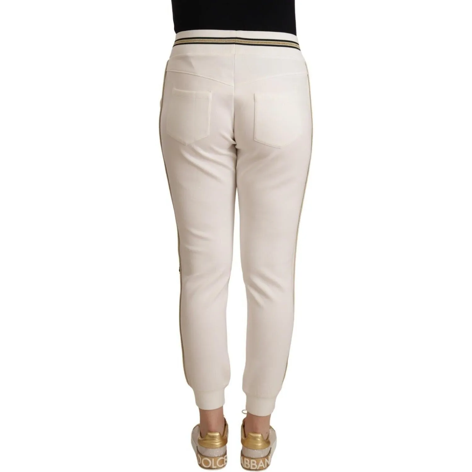 Patrizia Pepe Chic White Mid Waist Jogger Pants