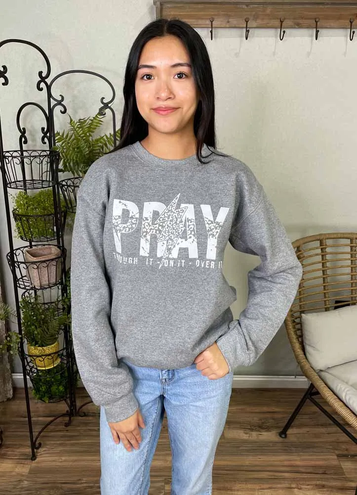 Pray in Heather Grey by Inked Threads