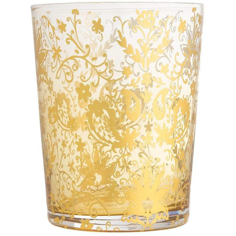 Premium Lola Ombre Gold Embellished Beverage Drinking Glasses, 8 oz. Multicolored - Set of 4