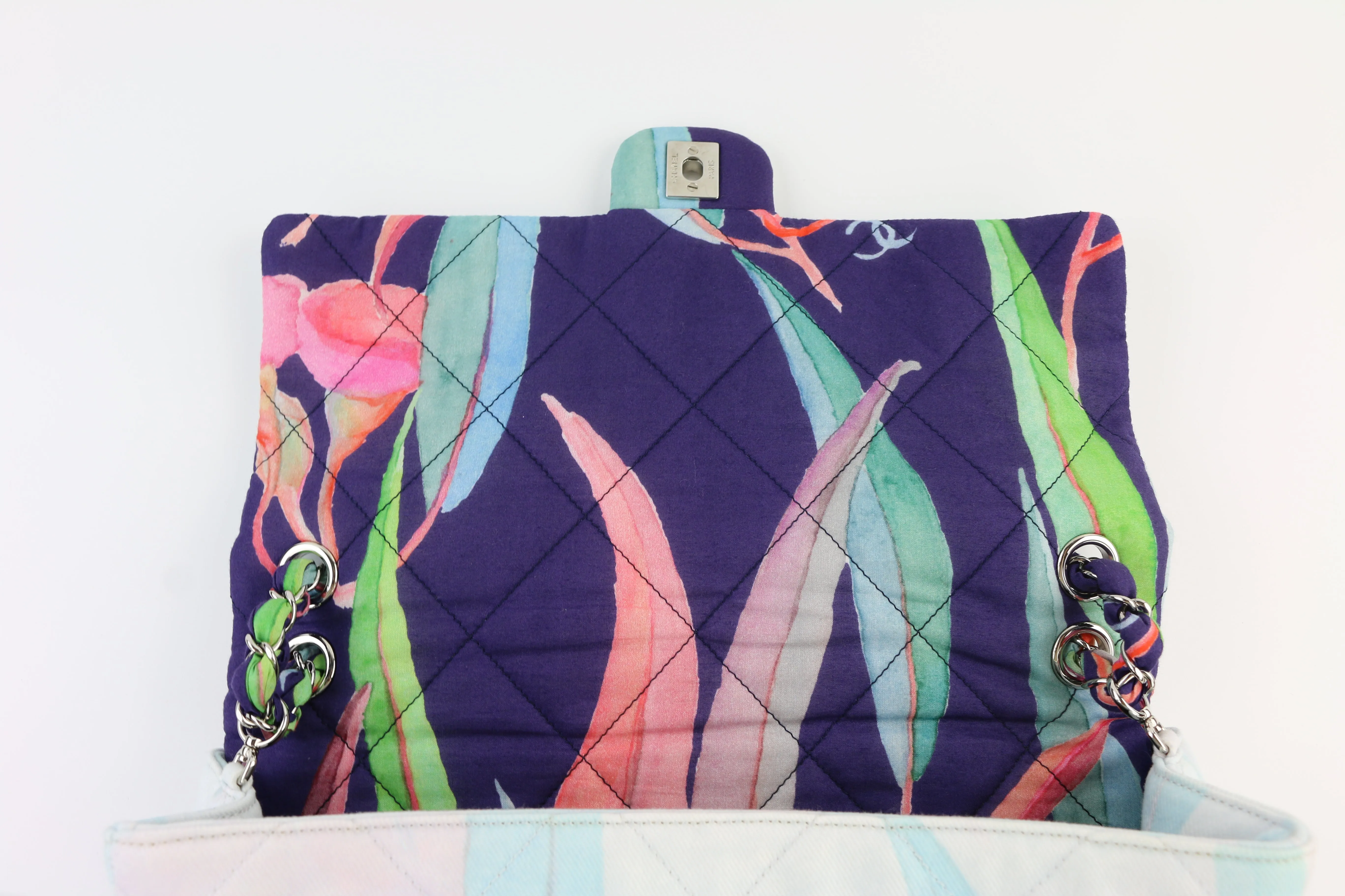 Printed Denim Large Jungle Jeans Flap Bag