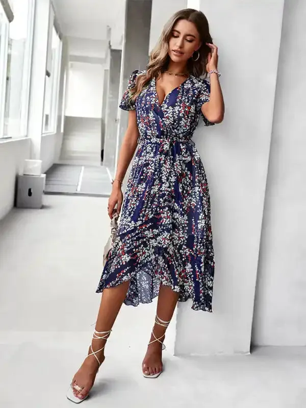 Printed Flowy Dress Sexy Holiday Swing dress