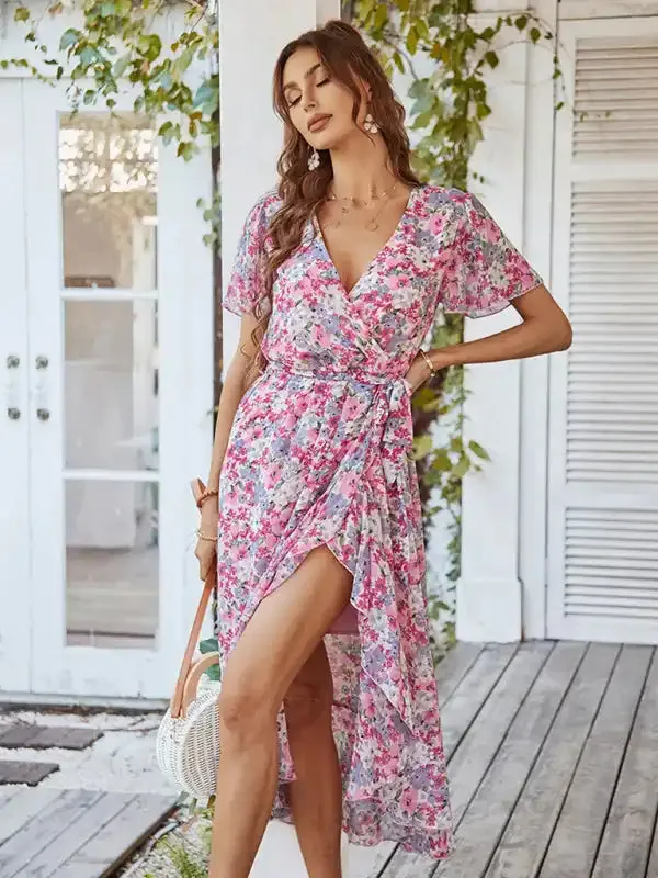 Printed Flowy Dress Sexy Holiday Swing dress