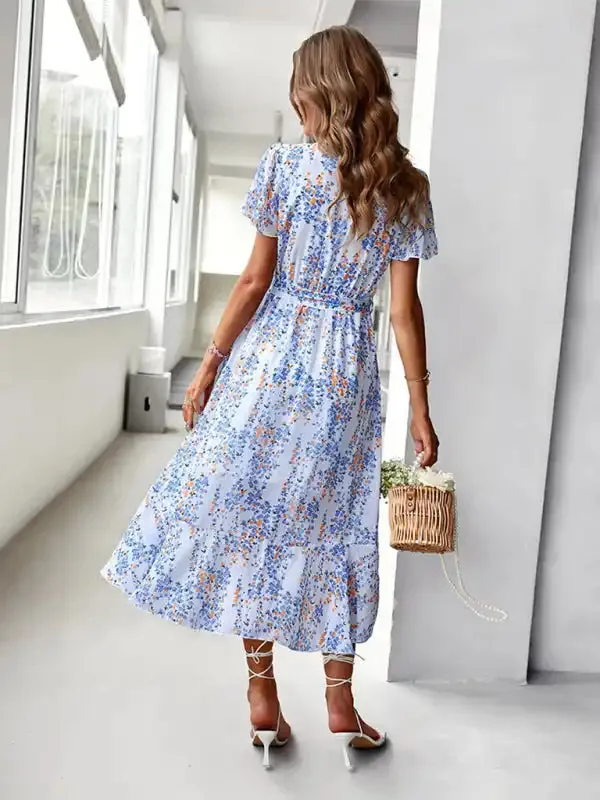 Printed Flowy Dress Sexy Holiday Swing dress