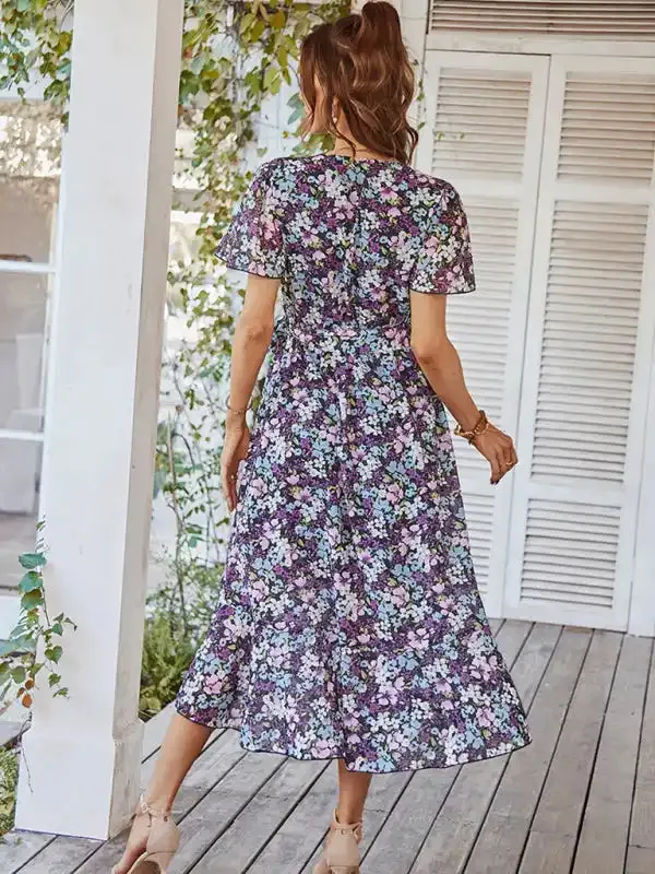 Printed Flowy Dress Sexy Holiday Swing dress